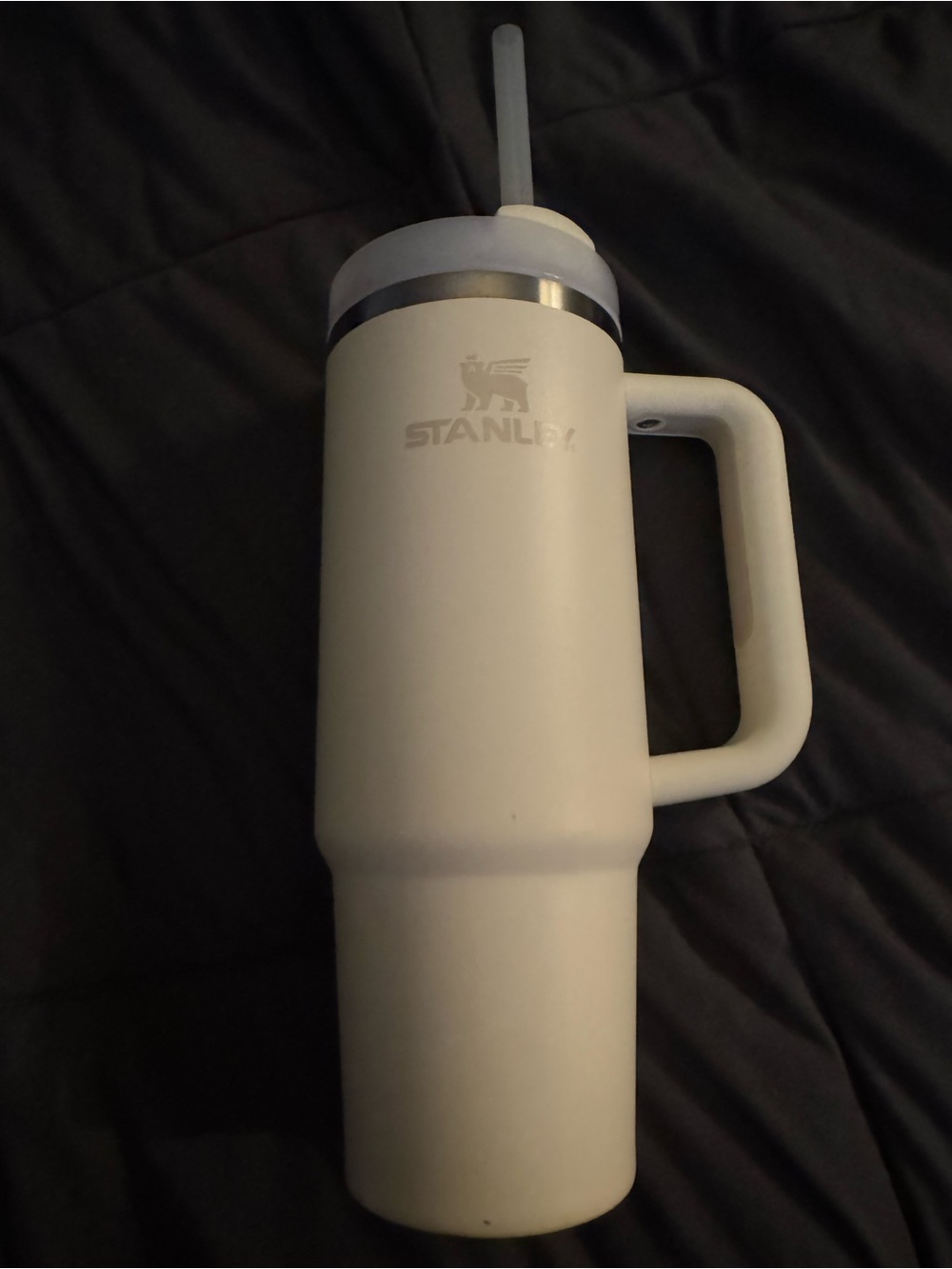 Stanley Cream Tumbler with Handle and Straw